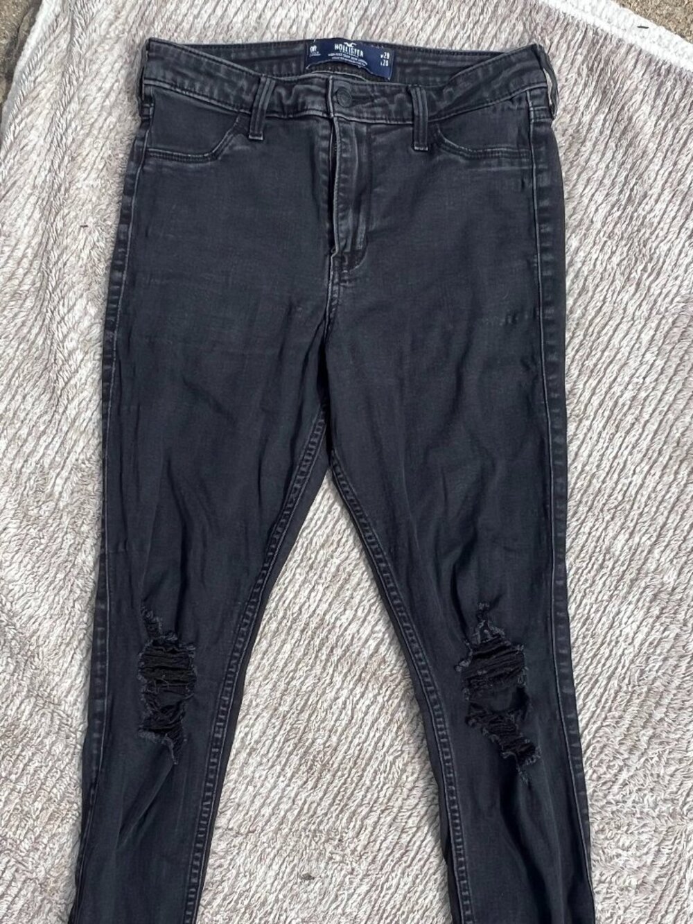 Hollister Advanced Stretch High-Rise Crop Jean Legging Black W29 L26